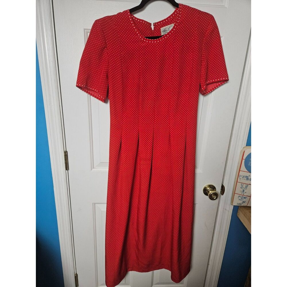Kathy Lee Size 12 Red with White Polka Dot Dress